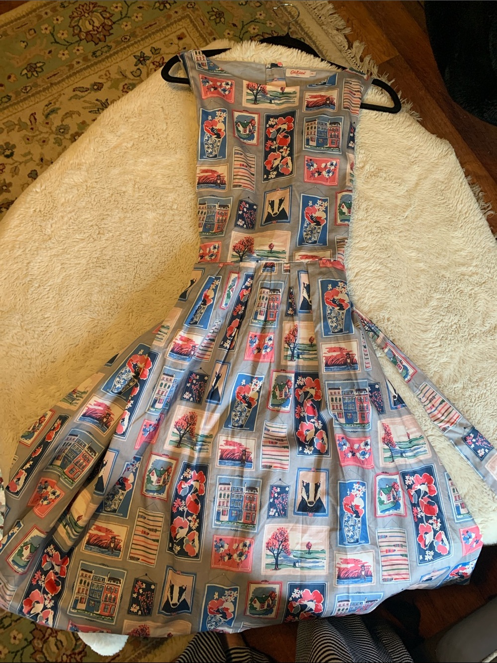 Cath Kidston Floral Patchwork Midi Badgers Tea Dress Rare Print Unique Zip-Up - Picture 3 of 9